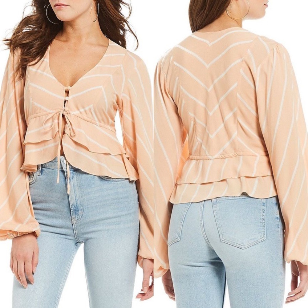 Free People Samifran Striped Ruffle Top - Picture 4 of 6